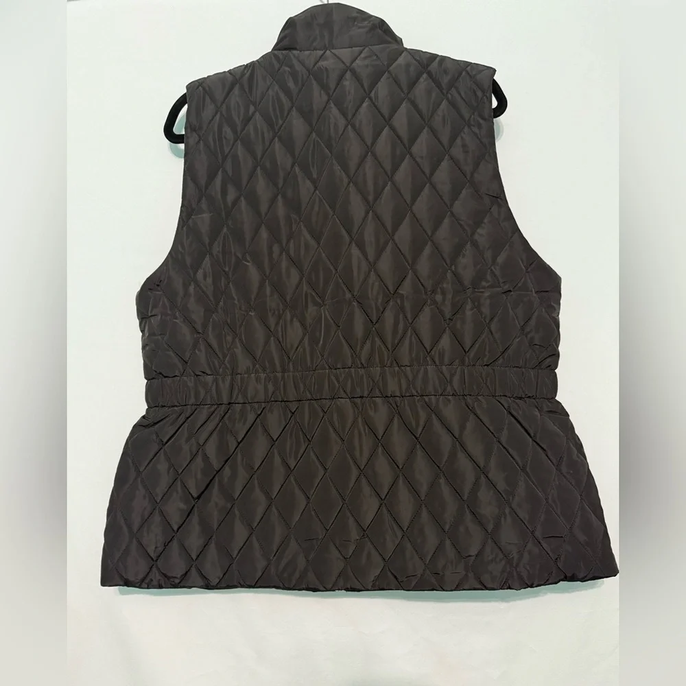 Michael Kors Black Quilted Vest with Gold Accents